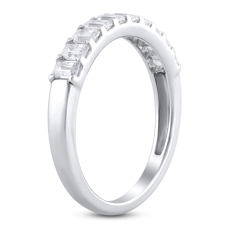 Main Image 2 of Previously Owned Emerald-Cut Lab-Grown Diamond Anniversary Ring 1 ct tw 14K White Gold