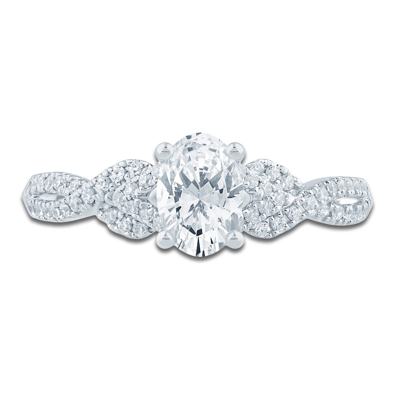 Main Image 3 of Previously Owned Oval-Cut Lab-Grown Diamond Twist Shank Engagement Ring 1 ct tw 14K White Gold