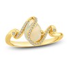 Thumbnail Image 1 of Previously Owned Pear-Shaped Natural Opal & Diamond Ribbon Ring 1/10 ct tw 14K Yellow Gold