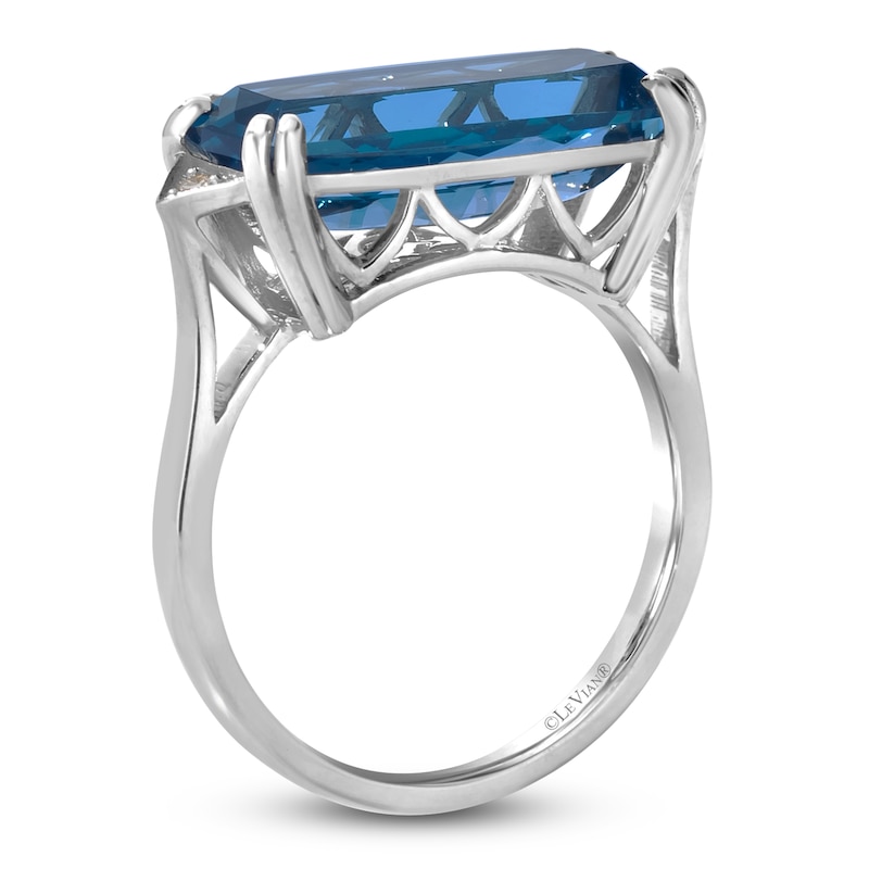 Main Image 2 of Previously Owned Le Vian Silhouette Elongated Cushion-Cut Natural Blue Topaz & Diamond Accent Ring 14K Vanilla Gold
