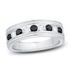 Thumbnail Image 1 of Previously Owned Men's Certified Black & White Diamond Wedding Band 1 ct tw 14K White Gold