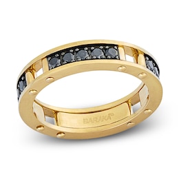 Previously Owned Baraka Men's Black Diamond Ring 1 ct tw 18K Yellow Gold