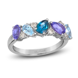 Previously Owned Le Vian Mare Azzurro Natural Multi-Gemstone Ring 1/8 ct tw 14K Vanilla Gold