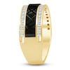 Thumbnail Image 2 of Previously Owned Men's Certified Diamond Black Pattern Wedding Band 1/2 ct tw 14K Yellow Gold