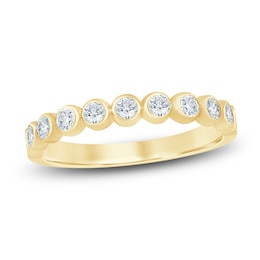 Previously Owned Certified Diamond Bezel Set Anniversary Ring 1/2 ct tw 14K Yellow Gold
