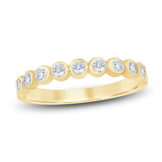 Previously Owned Certified Diamond Bezel Set Anniversary Ring 12 ct tw 14K Yellow Gold