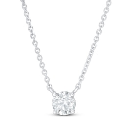 Previously Owned Lab-Grown Diamond Solitaire Necklace 1/2 ct tw Round 14K White Gold 19" (SI2/F)