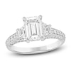 Thumbnail Image 1 of Previously Owned Lab-Grown Diamond Emerald-Cut & Trapezoid-Cut Three-Stone Engagement Ring 3 ct tw 14K White Gold
