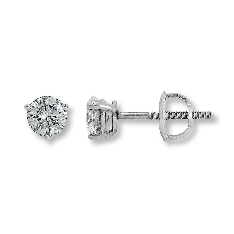 Main Image 1 of Previously Owned Diamond Solitaire Stud Earrings 3/4 ct tw 18K White Gold