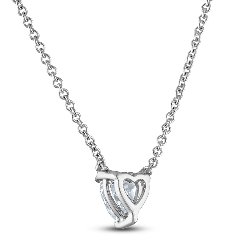 Main Image 3 of Previously Owned Jared Signature Lab-Grown Diamond Solitaire Necklace 1/2 ct tw Heart-Cut 14K White Gold (F/SI2) 18"