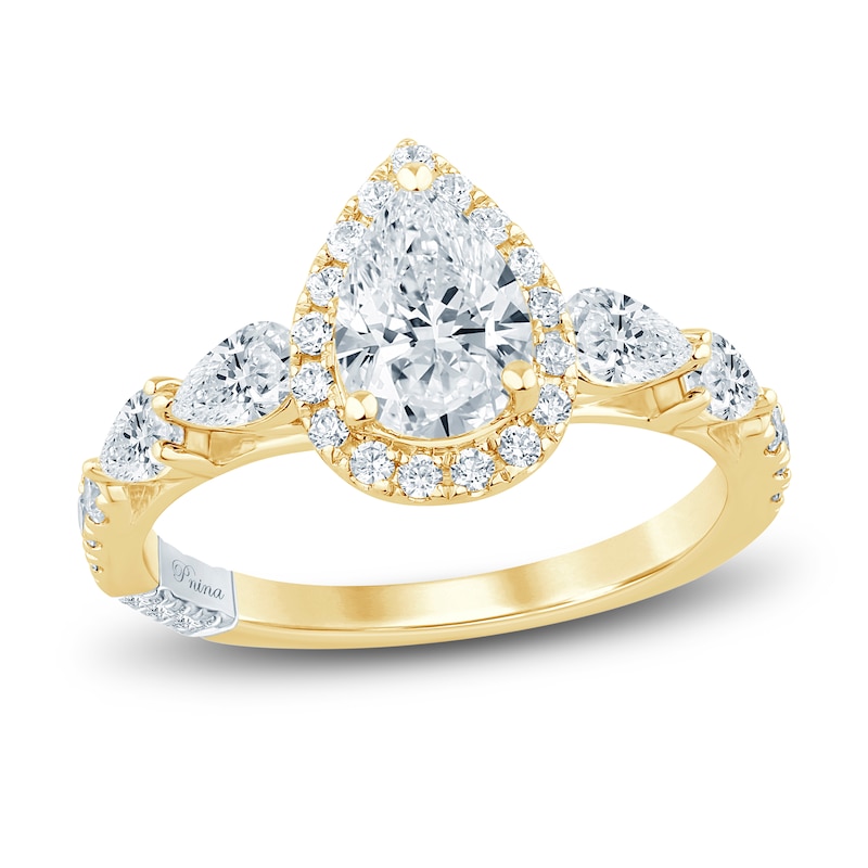 Main Image 1 of Previously Owned Pnina Tornai Lab-Grown Diamond Engagement Ring 2 ct tw Pear/Round 14K Yellow Gold