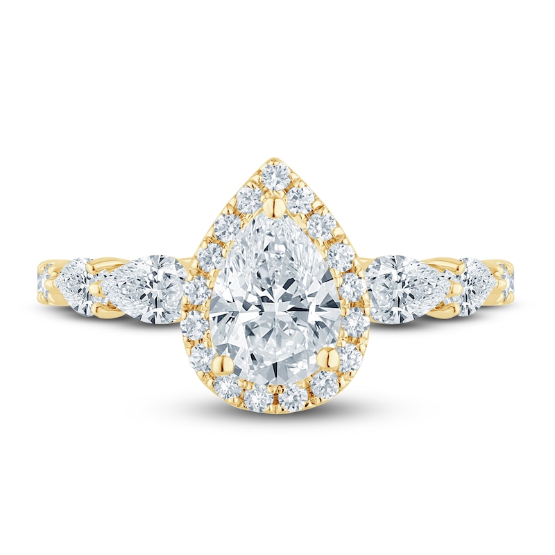 Main Image 3 of Previously Owned Pnina Tornai Lab-Grown Diamond Engagement Ring 2 ct tw Pear/Round 14K Yellow Gold