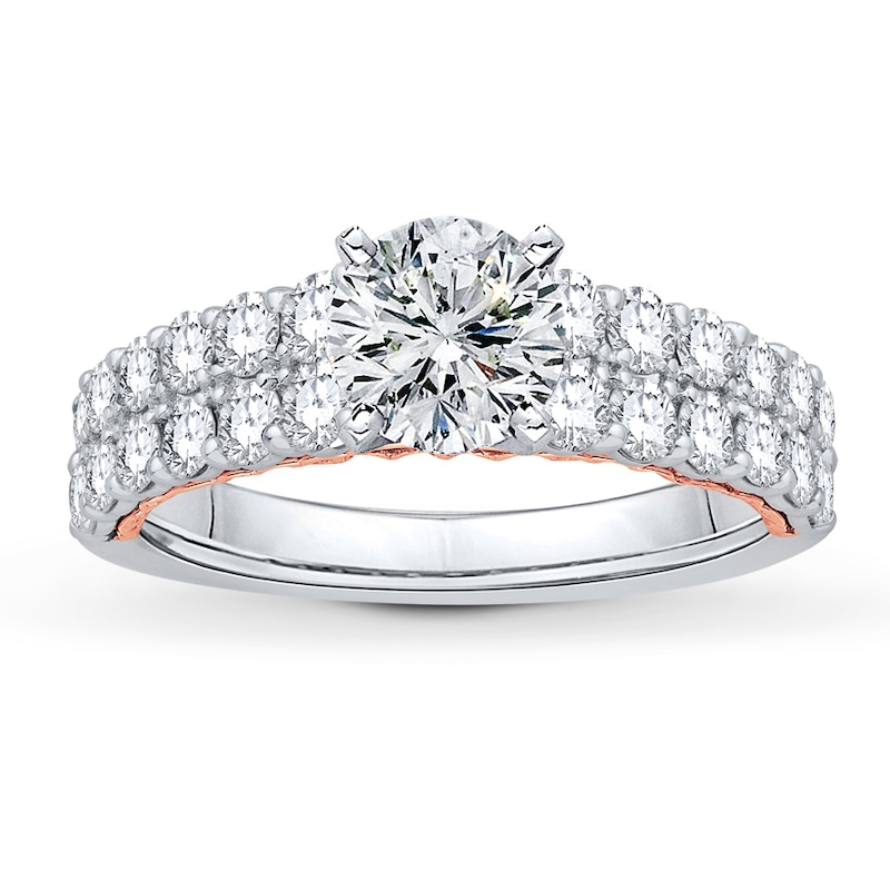 Main Image 3 of Previously Owned Diamond Ring Setting 1-1/4 ct tw Round-cut 14K Two-Tone Gold