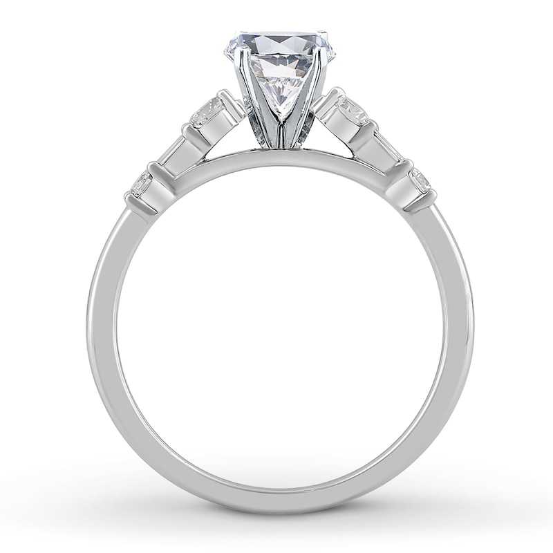 Main Image 2 of Previously Owned Certified Round & Baguette-Cut Diamond Engagement Ring Setting 1/4 ct tw Platinum