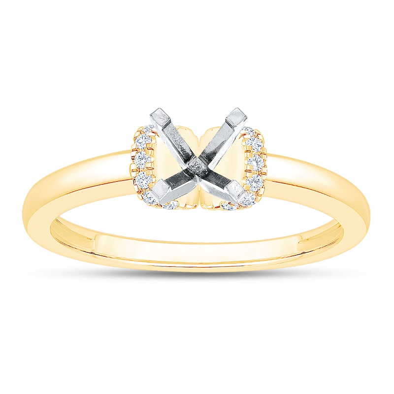 Main Image 1 of Previously Owned Certified Diamond Collar Engagement Ring Setting 1/10 ct tw 14K Yellow Gold