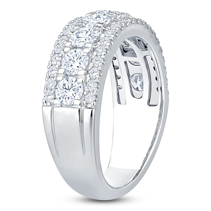 Main Image 2 of Previously Owned Lab-Grown Diamond Three-Row Anniversary Ring 1-3/4 ct tw 14K White Gold