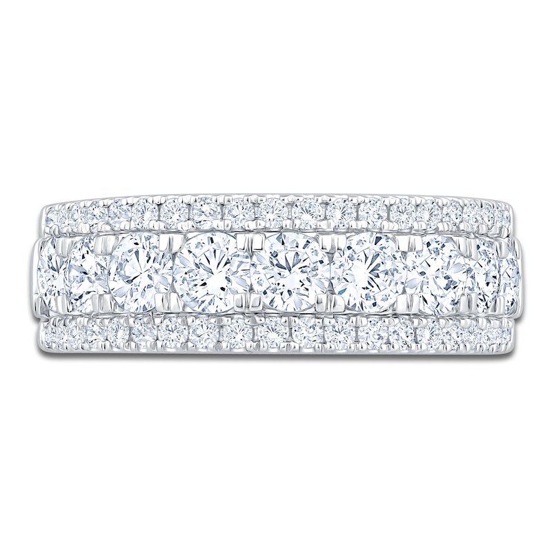 Main Image 3 of Previously Owned Lab-Grown Diamond Three-Row Anniversary Ring 1-3/4 ct tw 14K White Gold