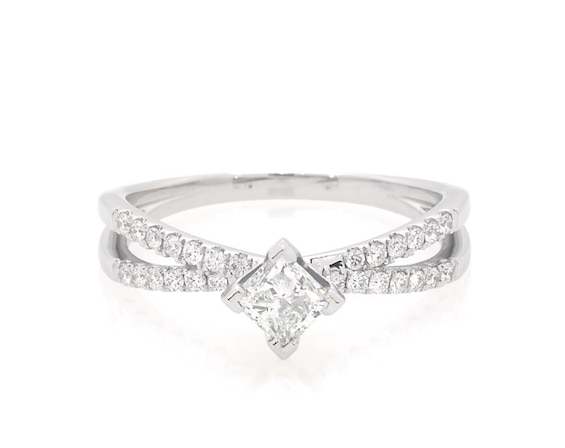 Previously Owned Certified Princess-Cut Diamond Engagement Ring 5/8 ct tw 14K White Gold Size 8.5