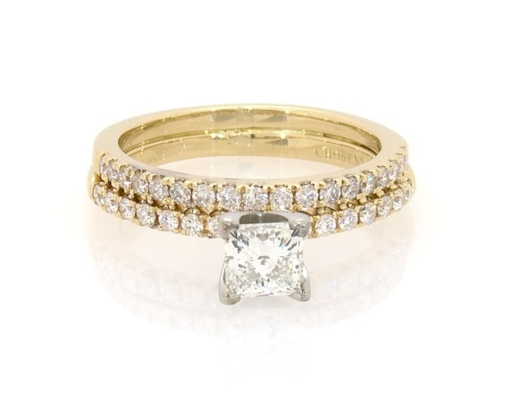 Previously Owned Princess-Cut Diamond Bridal Set 3/4 ct tw 14K Yellow Gold Size 5