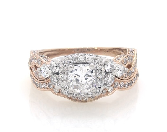 Previously Owned Neil Lane Cushion-Cut Diamond Bridal Set 2-1/8 ct tw 14K Two-Tone Gold Size 6.75