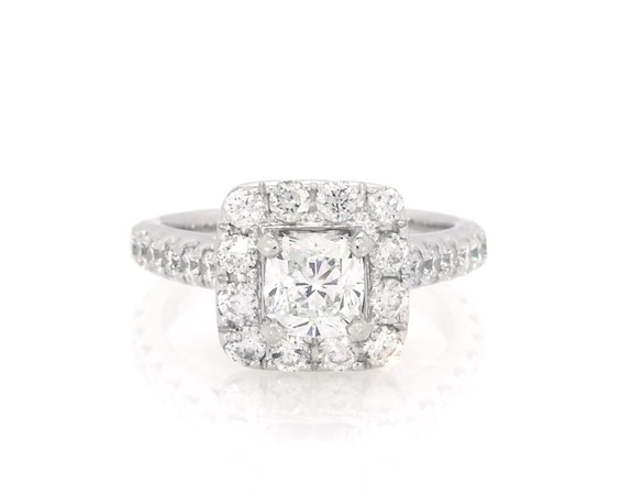 Previously Owned Neil Lane Princess-Cut Diamond Halo Engagement Ring 1-5/8 ct tw 14K White Gold Size 5.25