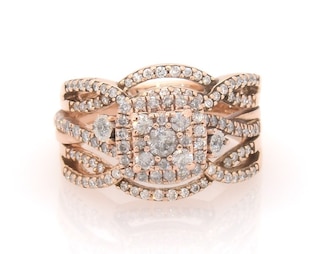 Previously Owned Multi-Diamond Bridal Set 3/4 ct tw 10K/14K Rose Gold Size 5.5