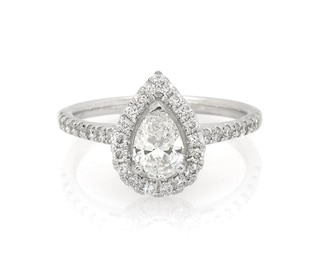 Previously Owned Pear-Shaped Diamond Halo Engagement Ring 1 ct tw 14K White Gold Size 6.25