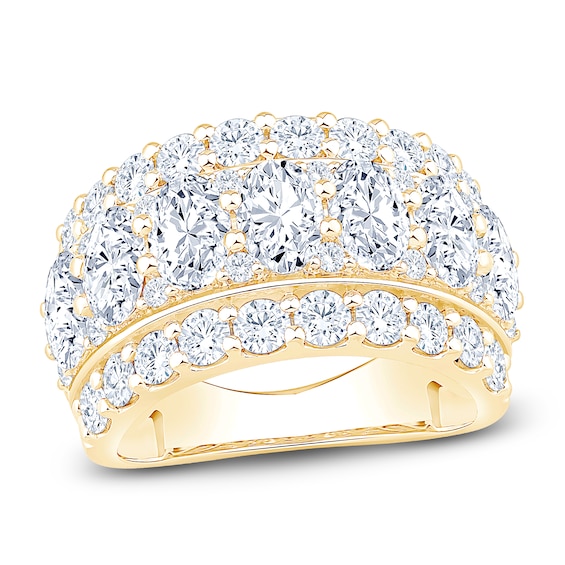 Previously Owned Oval & Round-Cut Lab-Grown Diamond Anniversary Ring 4-1/4 ct tw 14K Yellow Gold