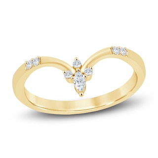 Previously Owned Chosen Certified Diamond Marquise & Round-Cut Contour Anniversary Ring 1/10 ct tw 14K Yellow Gold