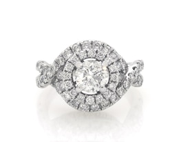 Previously Owned Round-Cut Diamond Double Halo Engagement Ring 2-1/4 ct tw 14K White Gold Size 6