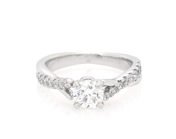 Previously Owned Round-Cut Diamond Engagement Ring 5/8 ct tw 14K White Gold Size 3.75