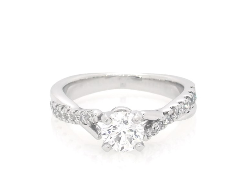 Main Image 1 of Previously Owned Round-Cut Diamond Engagement Ring 5/8 ct tw 14K White Gold Size 3.75