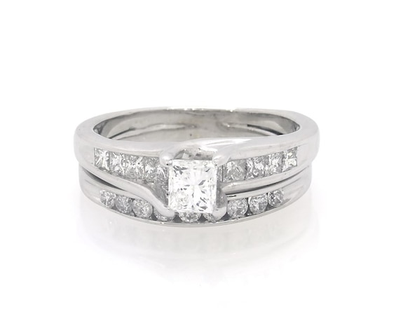 Previously Owned Princess-Cut Diamond Bridal Set 1-1/5 ct tw 10K & 14K White Gold Size 6.25