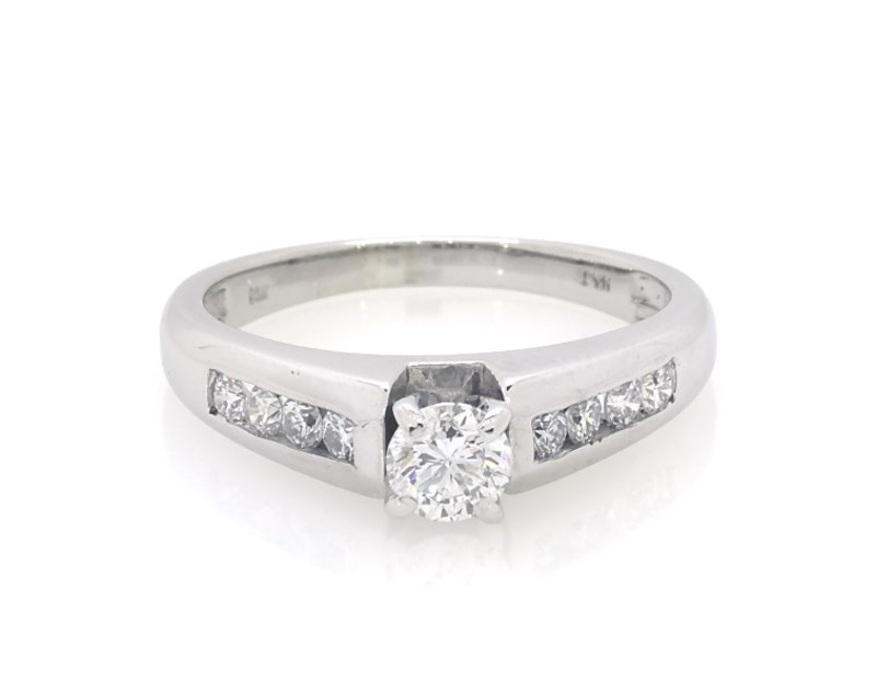 Main Image 1 of Previously Owned Round-Cut Diamond Engagement Ring 3/4 ct tw 14K White Gold Size 8.5