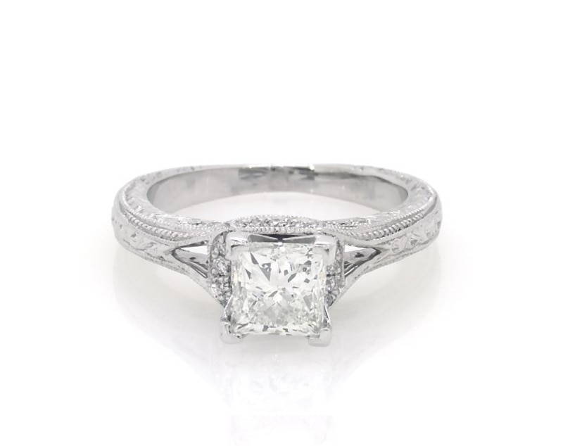 Main Image 1 of Previously Owned Neil Lane Princess-Cut Diamond Engagement Ring 1 ct tw 14K White Gold Size 4.75