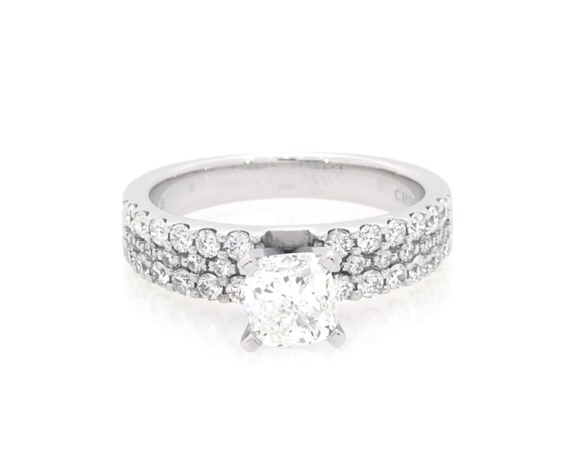 Main Image 1 of Previously Owned Cushion-Cut Diamond Engagement Ring 1-1/2 ct tw 14K White Gold Size 6.75