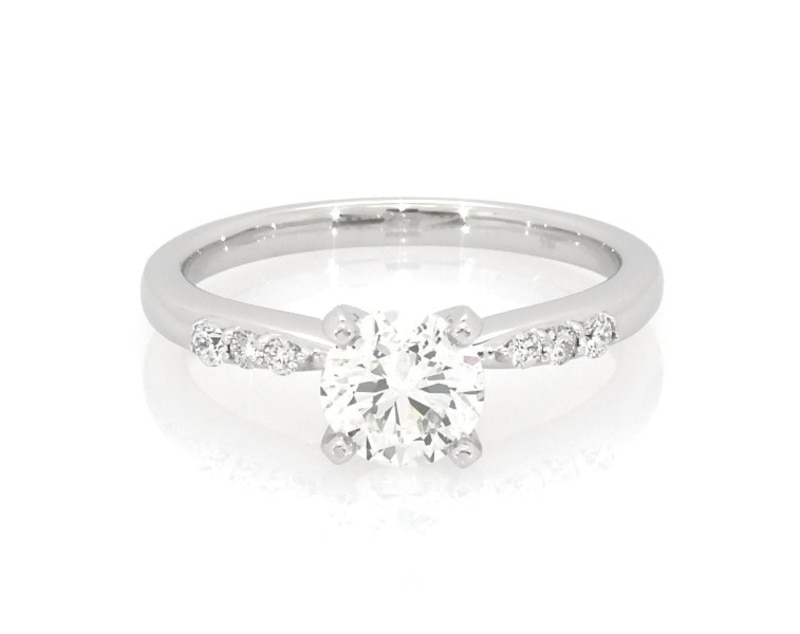 Main Image 1 of Previously Owned Round-Cut Diamond Engagement Ring 7/8 ct tw 14K White Gold Size 6.75