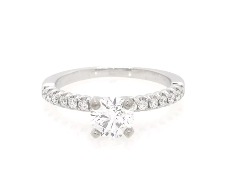 Main Image 1 of Previously Owned Round-Cut Diamond Engagement Ring 3/4 ct tw 14K White Gold Size 3.75
