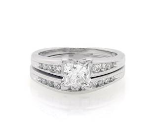 Previously Owned Princess-Cut Diamond Bridal Set 1-1/4 ct tw 14K White Gold Size 4.75