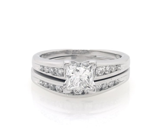 Previously Owned Princess-Cut Diamond Bridal Set 1-1/4 ct tw 14K White Gold Size 4.75