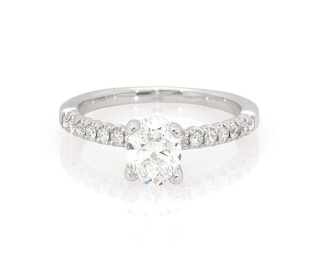 Previously Owned Oval-Cut Diamond Engagement Ring 7/8 ct tw 14K White Gold Size 5