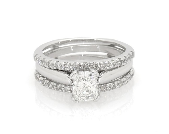 Previously Owned Radiant-Cut Diamond Bridal Set 1-1/8 ct tw 14K White Gold Size 6