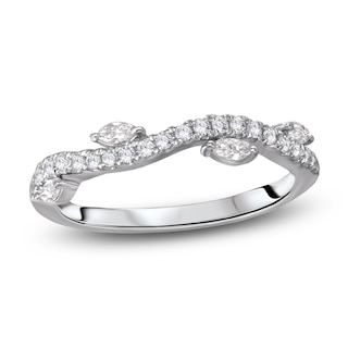 Previously Owned Chosen Certified Marquise & Round-Cut Diamond Anniversary Ring 1/3 ct tw 14K White Gold
