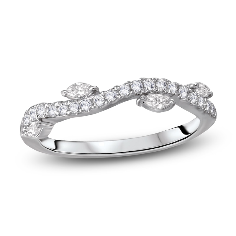 Main Image 1 of Previously Owned Chosen Certified Marquise & Round-Cut Diamond Anniversary Ring 1/3 ct tw 14K White Gold