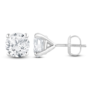Previously Owned Round-Cut Lab-Grown Diamond Solitaire Stud Earrings 5 ct tw 14K White Gold (SI2/F)