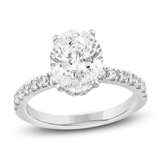Previously Owned Oval-Cut Lab-Grown Diamond Hidden Halo Engagement Ring 2-1/2 ct tw 14K White Gold