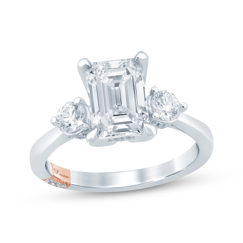 Main Image 1 of Previously Owned Pnina Tornai Emerald-Cut Lab-Grown Diamond Three-Stone Engagement Ring 2-5/8 ct tw 14K White Gold