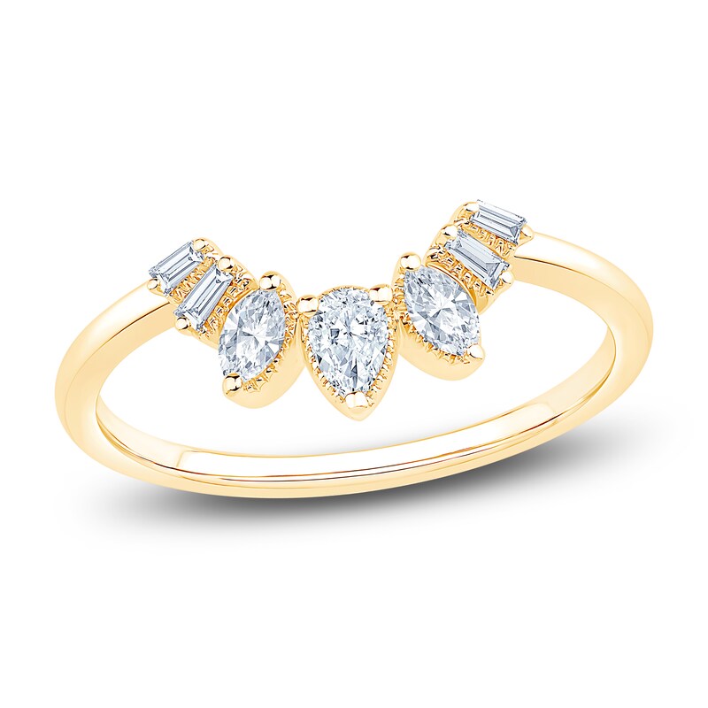 Main Image 1 of Previously Owned Pear, Marquise & Baguette-Cut Diamond Contour Ring 1/5 ct tw 14K Yellow Gold