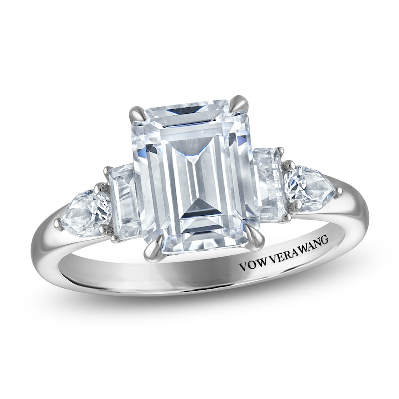 Main Image 1 of Previously Owned Vera Wang VOW Emerald-Cut Lab-Grown Diamond Engagement Ring 3-1/5 ct tw 14K White Gold