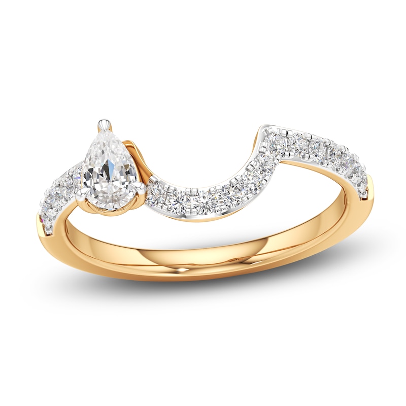 Main Image 1 of Previously Owned J'Lure Pear Step-Cut Lab-Created Diamond Contour Wedding Band 1/2 ct tw 18K Yellow Gold